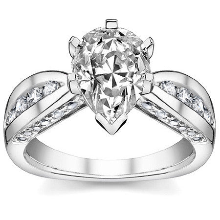 Round Brilliant Moissanite Channel Square Shank Engagement Ring 0.75ct