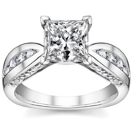 Round Brilliant Moissanite Channel Square Shank Engagement Ring 0.75ct