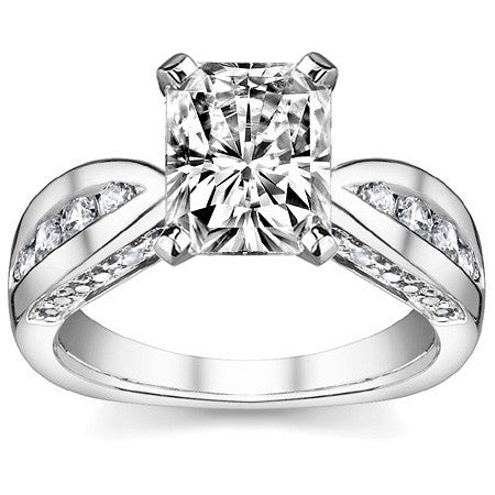 Round Brilliant Moissanite Channel Square Shank Engagement Ring 0.75ct