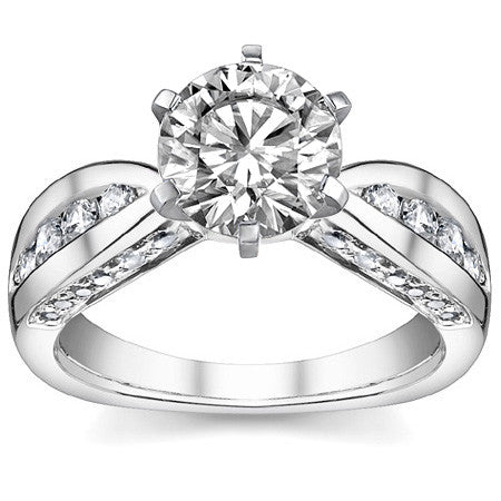 Round Brilliant Moissanite Channel Square Shank Engagement Ring 0.75ct