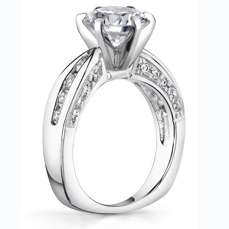 Round Brilliant Moissanite Channel Square Shank Engagement Ring 0.75ct