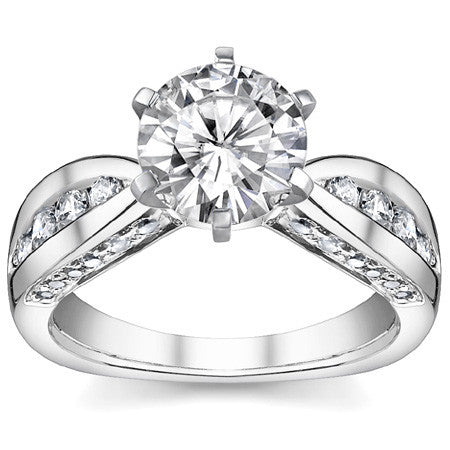 Round Brilliant Moissanite Channel Square Shank Engagement Ring 0.75ct