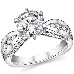 Round Brilliant Moissanite Channel Square Shank Engagement Ring 0.75ct