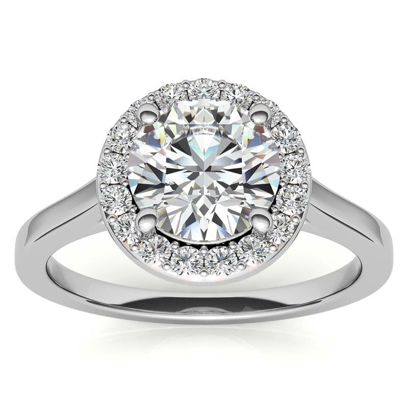 Round Halo Moissanite Engagement Ring