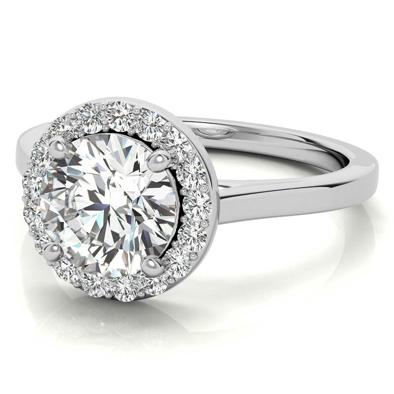Round Halo Moissanite Engagement Ring