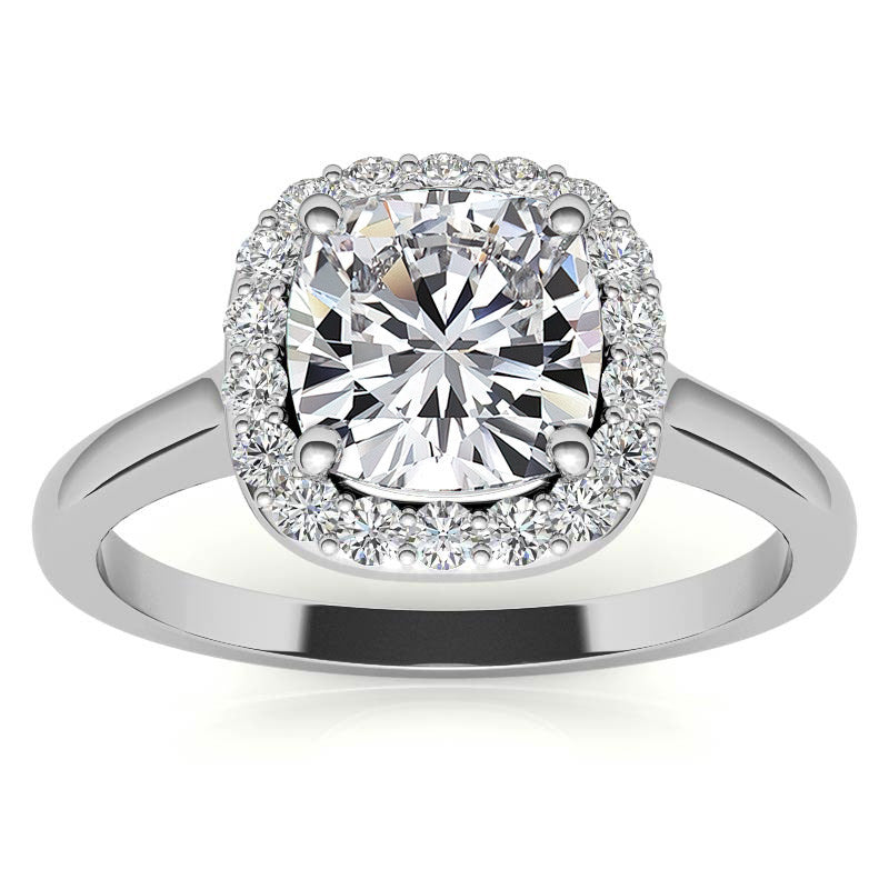 Cushion Halo Moissanite Engagement Ring