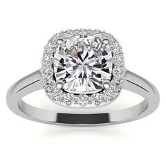 Cushion Halo Moissanite Engagement Ring