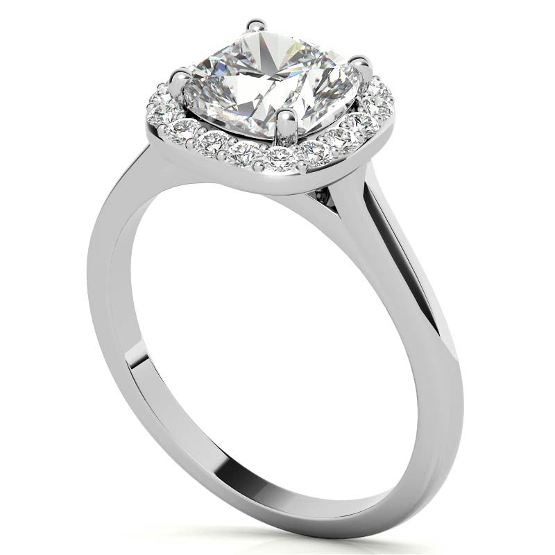 Cushion Halo Moissanite Engagement Ring