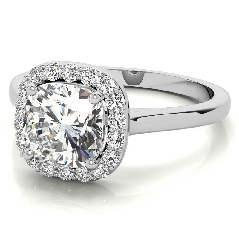Cushion Halo Moissanite Engagement Ring