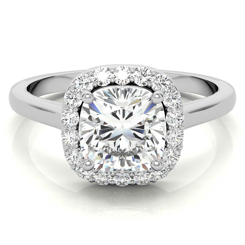 Cushion Halo Moissanite Engagement Ring