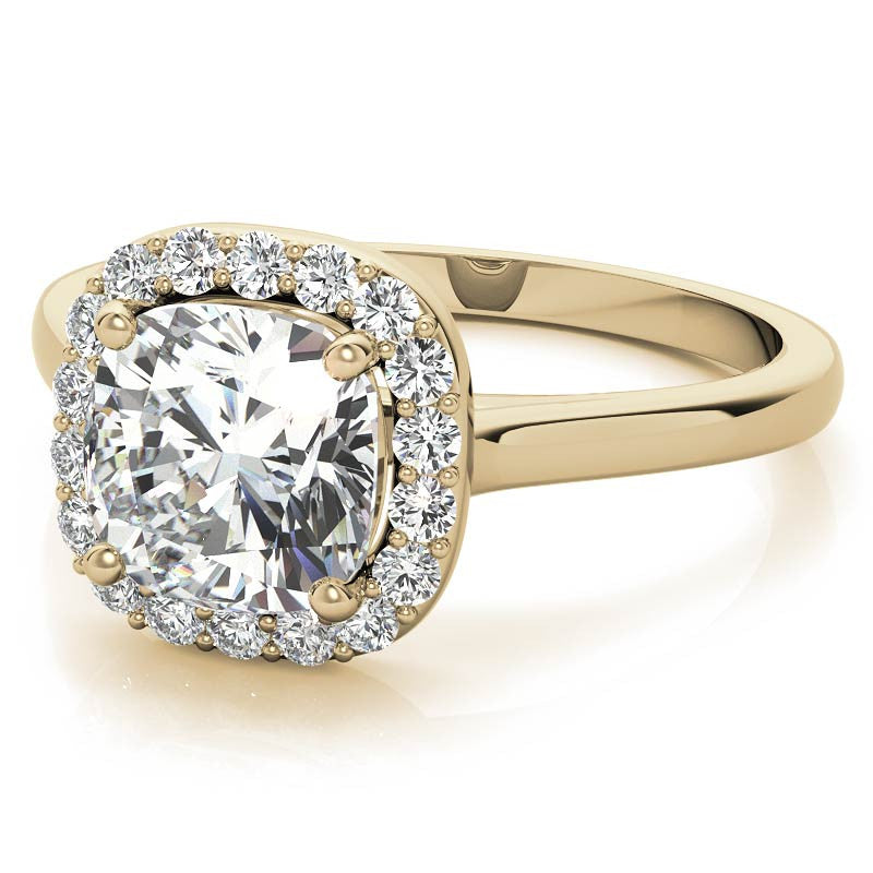 Cushion Halo Moissanite Engagement Ring