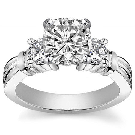 Round Brilliant Moissanite 3-Stone Engagement Ring Setting, 0.66ct