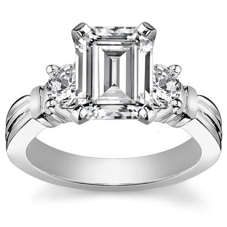 Round Brilliant Moissanite 3-Stone Engagement Ring Setting, 0.66ct