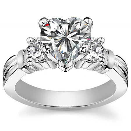 Round Brilliant Moissanite 3-Stone Engagement Ring Setting, 0.66ct
