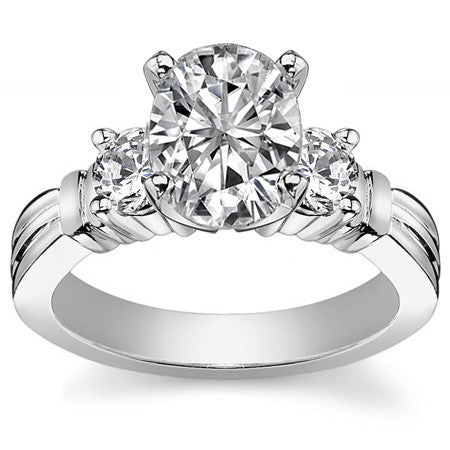 Round Brilliant Moissanite 3-Stone Engagement Ring Setting, 0.66ct