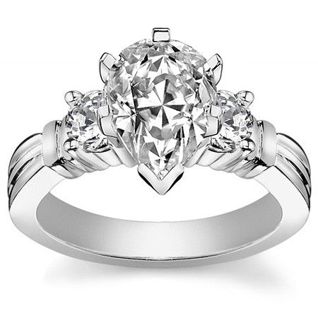 Round Brilliant Moissanite 3-Stone Engagement Ring Setting, 0.66ct