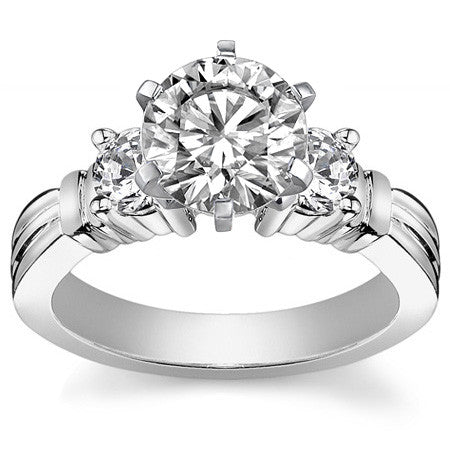 Round Brilliant Moissanite 3-Stone Engagement Ring Setting, 0.66ct