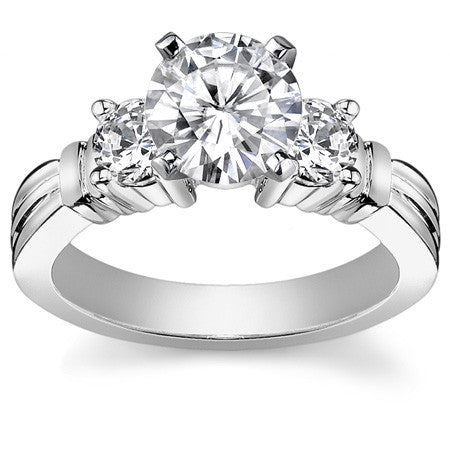 Round Brilliant Moissanite 3-Stone Engagement Ring Setting, 0.66ct