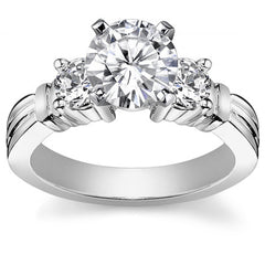 Round Brilliant Moissanite 3-Stone Engagement Ring Setting, 0.66ct