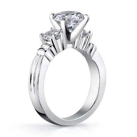 Round Brilliant Moissanite 3-Stone Engagement Ring Setting, 0.66ct