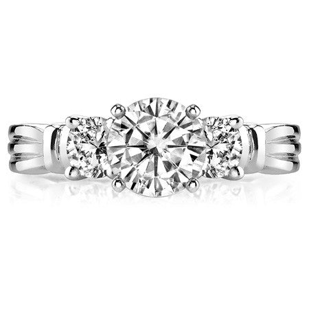 Round Brilliant Moissanite 3-Stone Engagement Ring Setting, 0.66ct