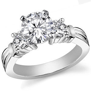 Round Brilliant Moissanite 3-Stone Engagement Ring Setting, 0.66ct