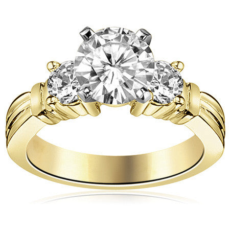 Round Brilliant Moissanite 3-Stone Engagement Ring Setting, 0.66ct