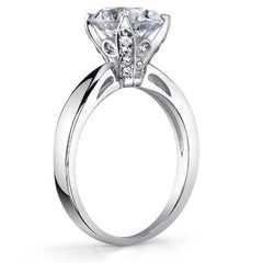 Round Brilliant Moissanite Engagement Ring With Pave Style Basket