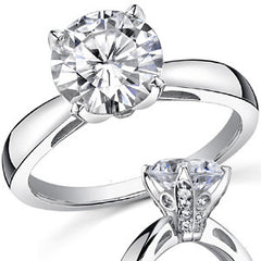 Round Brilliant Moissanite Engagement Ring With Pave Style Basket