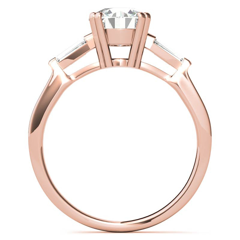 Round with Tapered Baguette Moissanite Engagement Ring