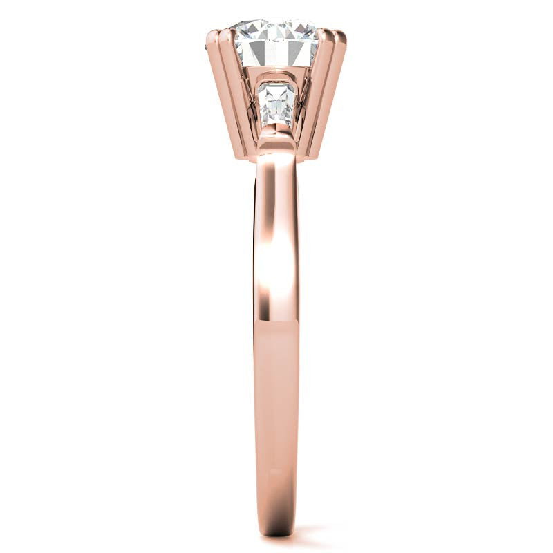 Round with Tapered Baguette Moissanite Engagement Ring