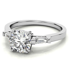 Round with Tapered Baguette Moissanite Engagement Ring