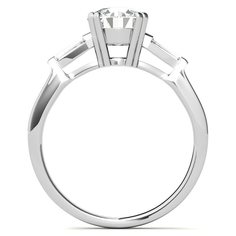 Round with Tapered Baguette Moissanite Engagement Ring