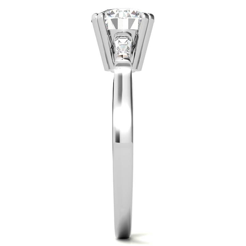 Round with Tapered Baguette Moissanite Engagement Ring