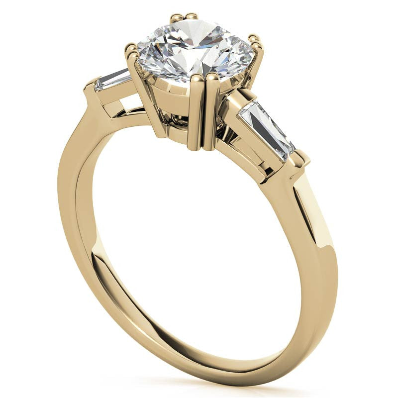 Round with Tapered Baguette Moissanite Engagement Ring