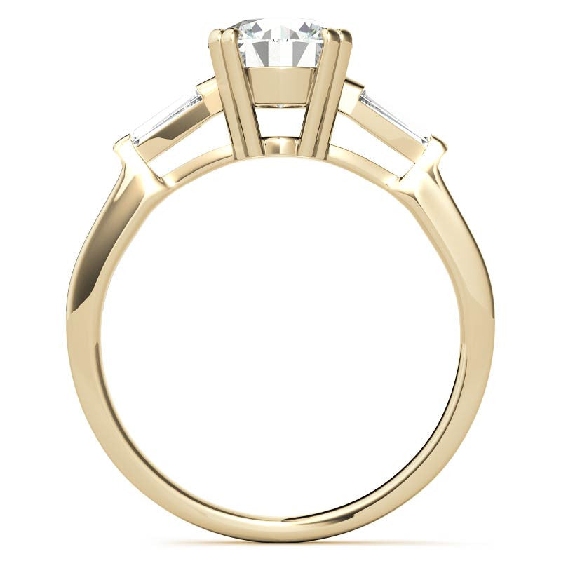Round with Tapered Baguette Moissanite Engagement Ring