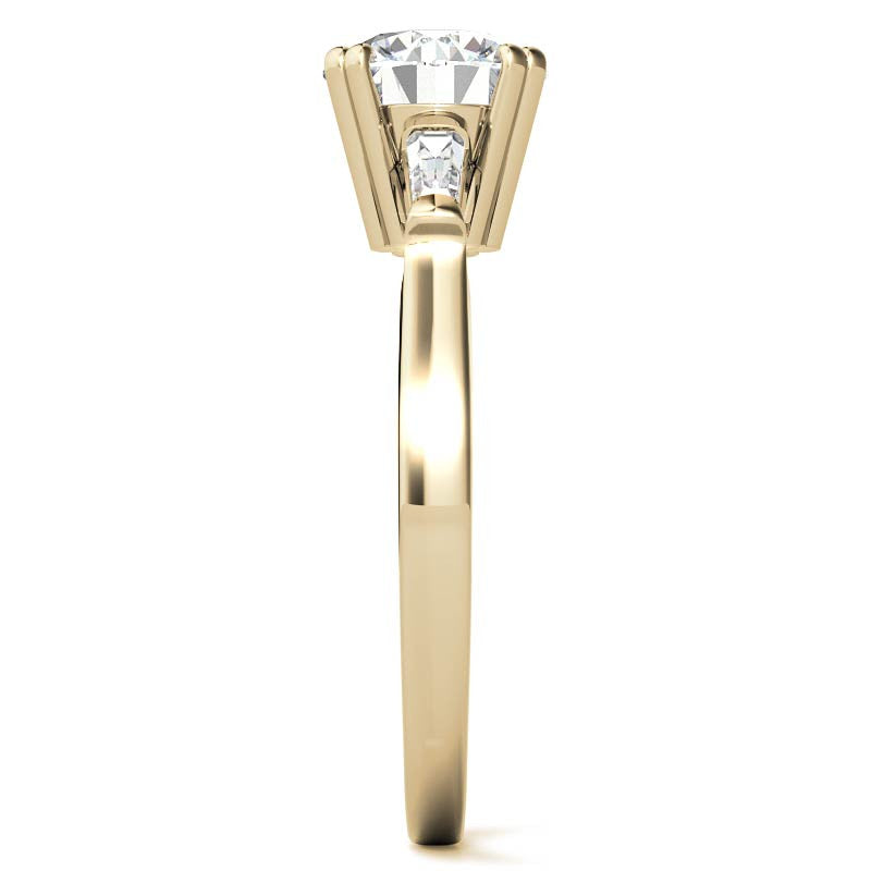 Round with Tapered Baguette Moissanite Engagement Ring