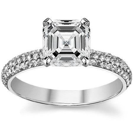 Round Brilliant Moissanite Pave Engagement Ring