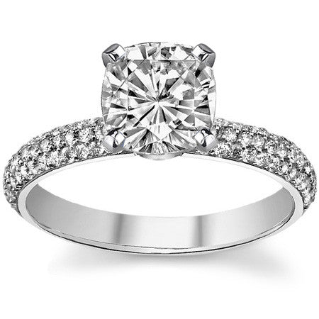 Round Brilliant Moissanite Pave Engagement Ring