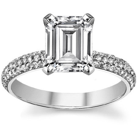 Round Brilliant Moissanite Pave Engagement Ring