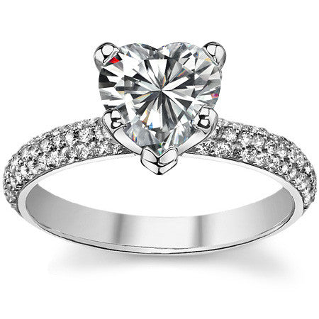Round Brilliant Moissanite Pave Engagement Ring