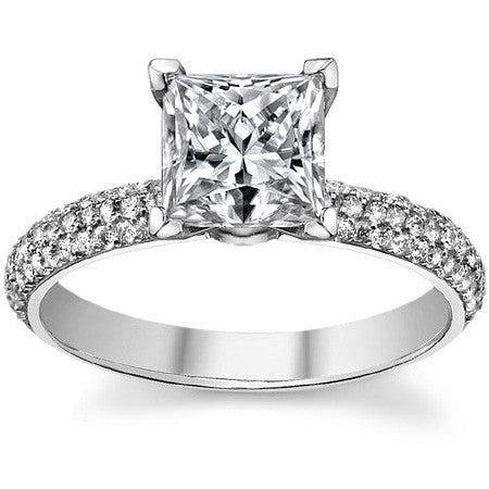 Round Brilliant Moissanite Pave Engagement Ring