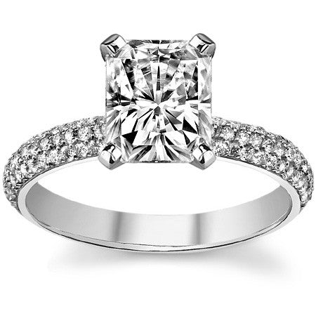 Round Brilliant Moissanite Pave Engagement Ring