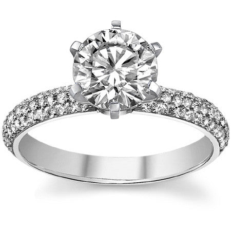 Round Brilliant Moissanite Pave Engagement Ring