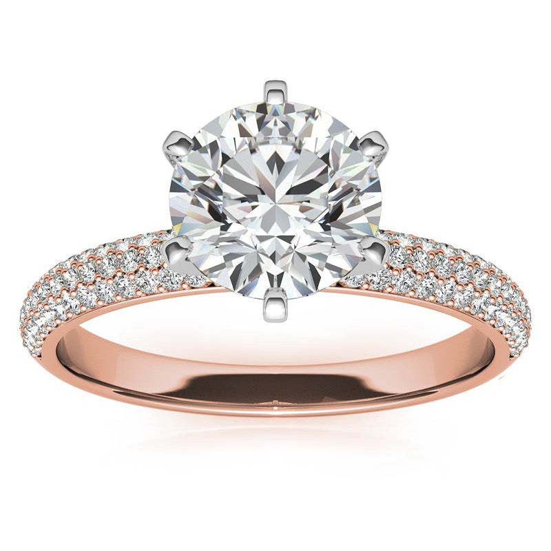 Round Brilliant Moissanite Pave Engagement Ring