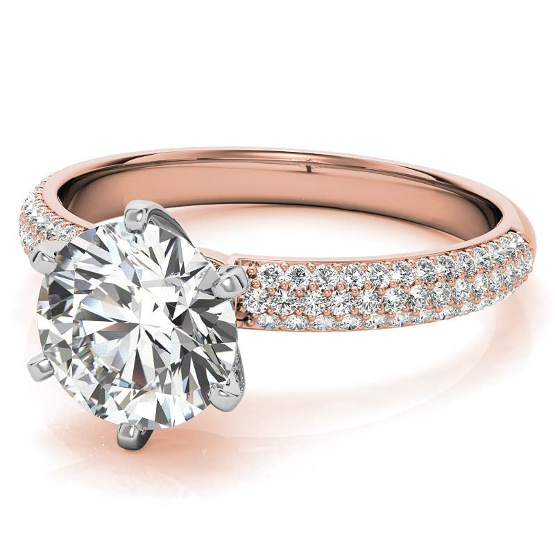 Round Brilliant Moissanite Pave Engagement Ring
