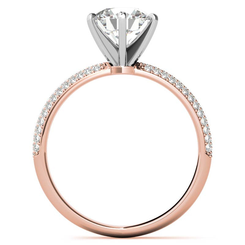 Round Brilliant Moissanite Pave Engagement Ring