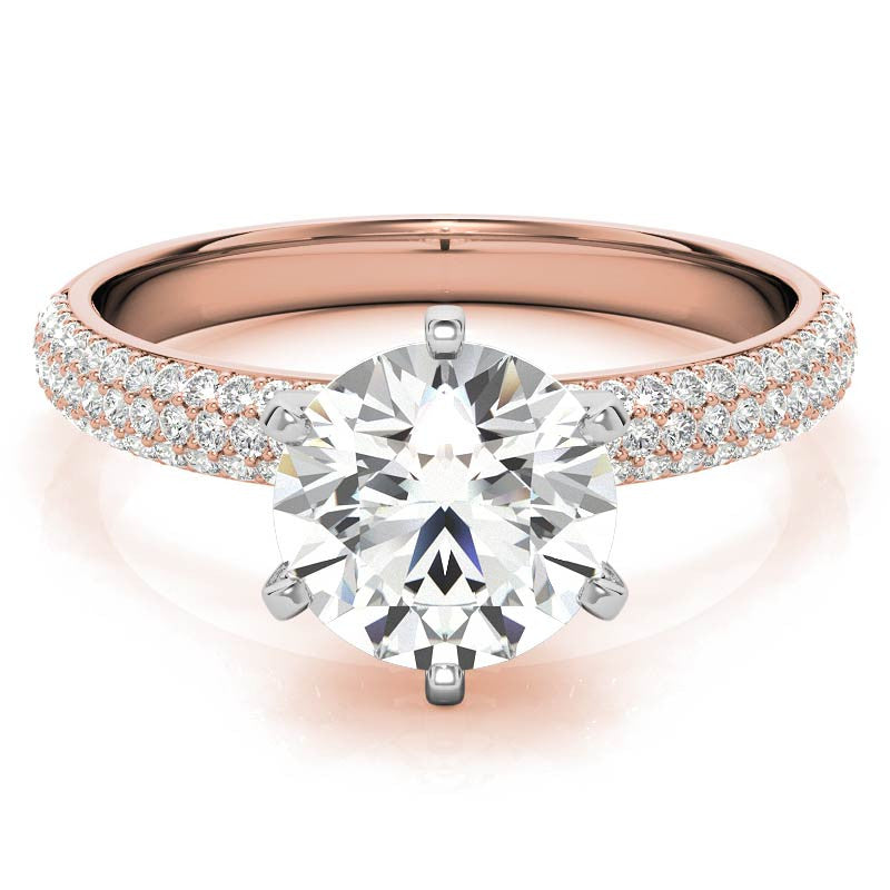 Round Brilliant Moissanite Pave Engagement Ring