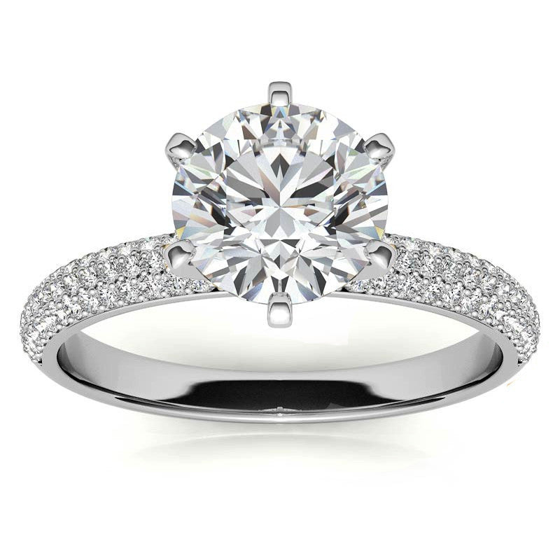 Round Brilliant Moissanite Pave Engagement Ring