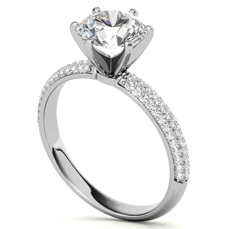 Round Brilliant Moissanite Pave Engagement Ring